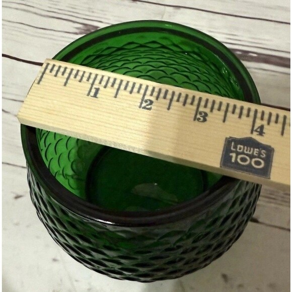 Vintage E. O. Brody Co. Forest Green Fish Scale Glass Vase Bowl 4” - Picture 4 of 10